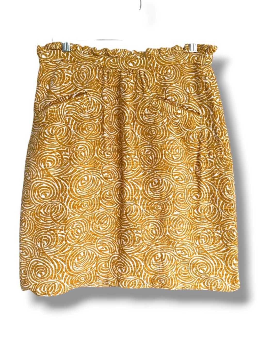 Anthropologie Elevenses Yellow/Ivory Textured Rose Print Pencil Skirt Size 8